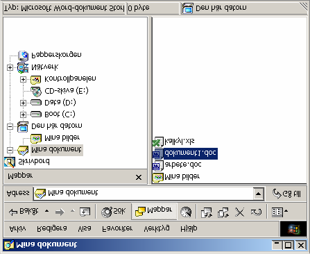 Exempel: öppna filer i Microsoft Windows Utforskaren Du kan säga följande kommandon och tangenttryckningar om du vill navigera till och öppna en fil som heter dokument1.