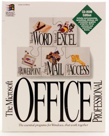 Office 3.0 1992 Augusti Office 3.0 för Windows. Innehöll bland annat Word 2.0,Excel 4.0, Powerpoint 3.