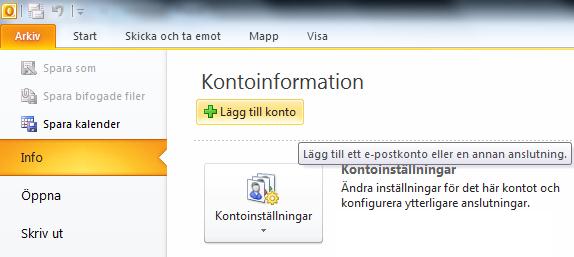 Sida 1 av 6 Här är en tydlig steg för steg-guide som beskriver hur du konfigurerar din e-post i e-postprogrammet Microsoft Outlook 2010. Vad innebär ett IMAP-konto?