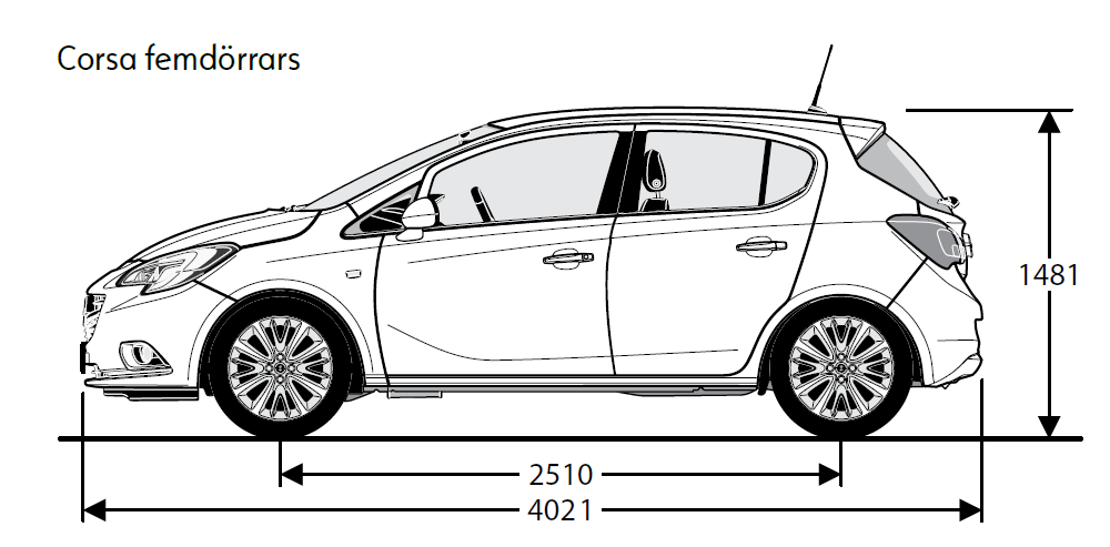 12 Corsa tekniska data Corsa 3-dörrar Dimensioner Corsa