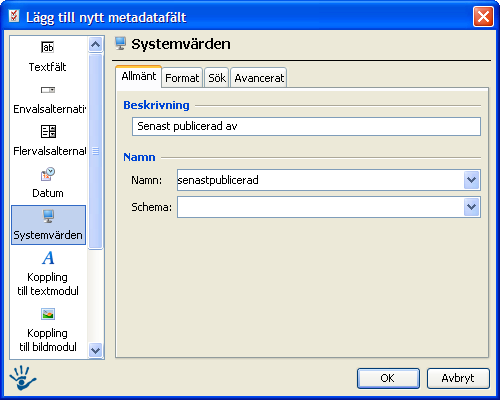 3.4 Lägg till metadata 1. Markera webbplatsen, högerklicka och välj Egenskaper. 2. Välj fliken Metadata. Klicka på knappen Lägg till metadata. 3.