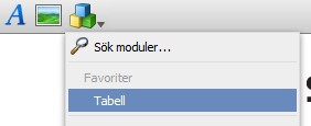 2.4 Lägg till en tabell med kontaktinformation 1. Markera den sida där du vill lägga till en ny tabell. 2. Markera innehållsytan under Innehåll. 3. Välj modulen tabell i modulväljaren. 4.