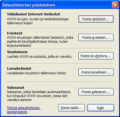 UPPFÖLJNING AV- OCH SÄKERHETSINSTÄLLNINGAR FÖR WEBBSIDOR 5 (8) Radera webbläsarhistorik Bild 7 Återvänd till bild 4 (Välj Verktyg från webbläsaren > Internet inställningar) och välj Radera i