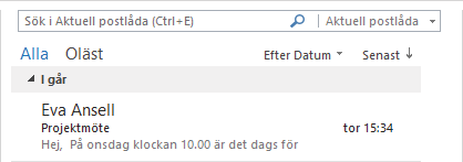 2 Läsa och skicka e-post Personfönster Som standard visas personfönstret minimerat nedanför läsfönstret.