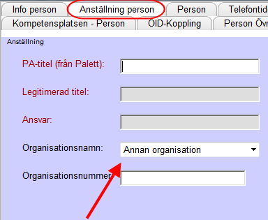 2.3 Vid skapandet av en person slår HSA-katalogen mot folkbokföringen, namn hämtas därmed och fylls i namnfälten. Klicka sedan på Skapa.