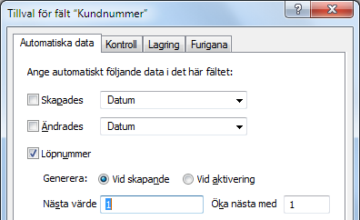 Övningsavsnitt 7 Förenkla datainmatningen 50 Beräkningsformeln är nu klar. När data matas in i fältet Kundtyp jämförs de med det ord som ingår i villkoret, som alltså är Fortsättande.