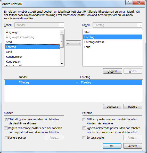 Övningsavsnitt 11 Skapa relationsdatabaser 71 10. Klicka på boken i statuslisten och bläddra igenom posterna tills att du ser att företagsnamnet ändras.