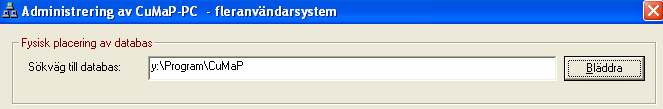 Fleranvändarsystem och behörigheter Sid 7 C:\program\cumap om ni kör Windows XP. 9. Om du klickar på Välj katalog och databasfilen CUMAP4.