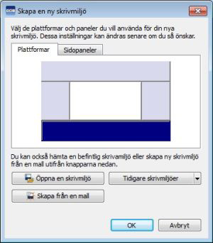 skrivmiljö. Klicka i något av de grå fälten för att välja den plattformen som du vill ha. På plattformen kan du senare lägga till tavlor, plattor och celler.