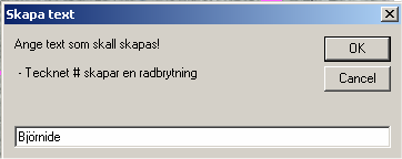 d) Skapa textformuläret visas.