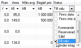 Du får då upp de objekt vars fastighetsbeteckning börjar med bokstaven S. Du kan även skriva in flera bokstäver och söka efter det.