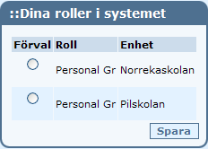 Jag har undervisning på mer än en skola En användare kan ha flera roller eftersom en elev kan finnas på mer än en enhet eller lärare kan finnas på flera enheter eller en skolledare har mer än en