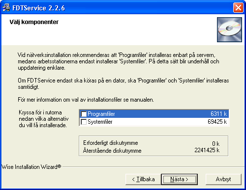 16. Installation 3. Välj installationstyp, Nyinstallation. 4. Klicka Nästa. 5. Markera Programfiler.