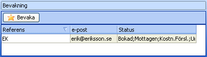 Programmets delar. 55 Bevakning Klicka på för att bevaka den aktuella serviceordern.