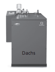 timmar. Utspänningen från denna enhet är 230/400 VAC med en frekvens på 50 Hz. Figur 8 visar en Senertec enhet (Senertec). Figur 8. Senertec The Dachs Mikro CHP-enhet (Senertec) 6.