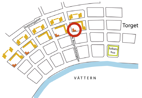 nyproduktion på 4 av de 5 aktuella gårdarna. På den mittersta gården ligger Dubergska gården bevarad. Det är en gammal byggnad i 2-plan som vi upplåter för kulturändamål.