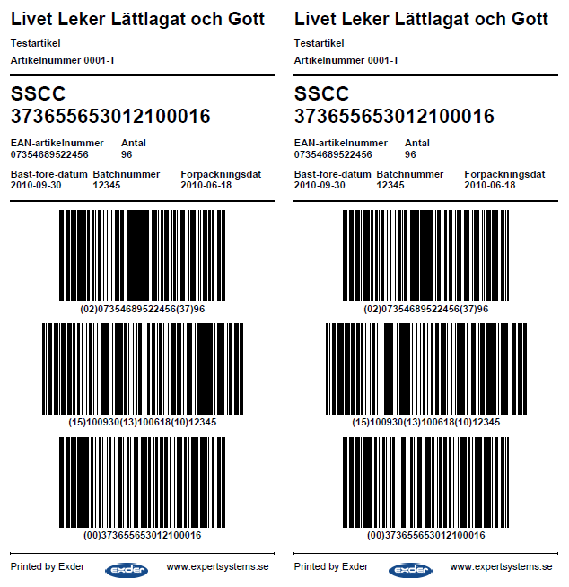 Senast Uppdaterad: 15-02-19 Exder ICA Grossist Sida 29 av 42 Så här kan etiketterna se ut när ni skrivit ut dem. 3.10.