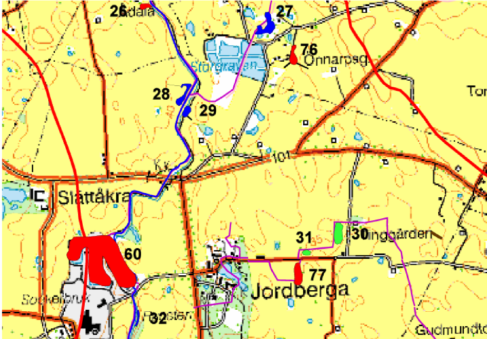 Våtmark 74 Våtmarksläge 74 ligger på fastighet Grönby 12:18>1 (Se karta 3.1-12). Våtmarksområdet består av mycket sank åkermark med vasstillväxt idag. Våtmarken anläggs genom schaktning.