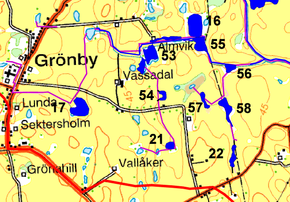 Våtmark 54 Våtmarksläge 54 ligger på fastighet Assartorp 1:4 och består av svårbrukad sank åkermark (Se karta 3.115).