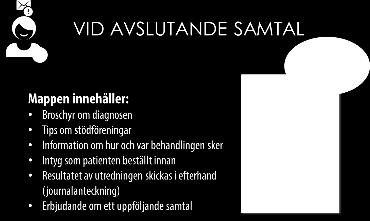 BILAGA 3 DANIELA BACCARINI Steg 12: Vid det avslutande samtalet bör patienten få med sig skriftlig information som personalen har förberett innan.