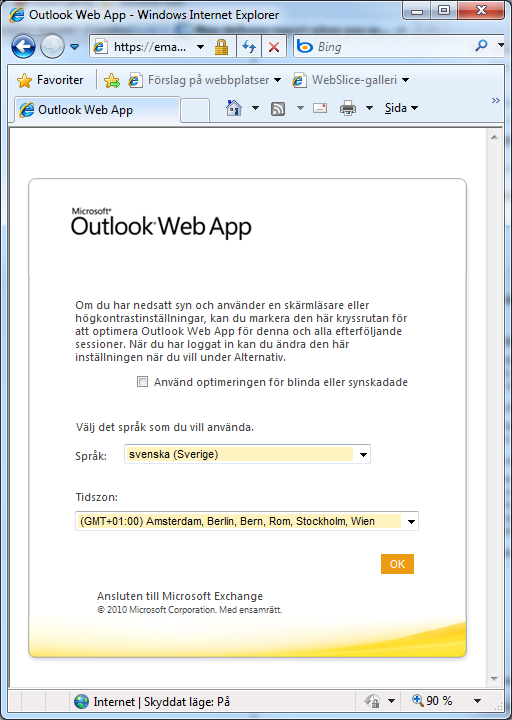 OWA 2010 (Outlook Web App) Kom igång med OWA Version 3, 2011, IT-support 3.