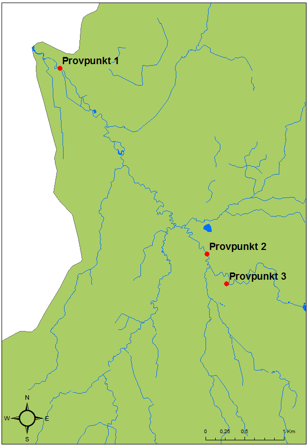 Bilaga 2 Bilaga 2. Kartbilden visar provpunkterna där vattenproverna tagits i Skagersholmsåns tillrinningsområde.