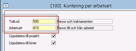 Enhet De arbetsarter som definieras som rese-arbetsarter, dvs.