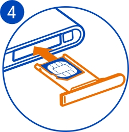 Komma igång 9 4 Sätt tillbaka korthållaren i telefonen och tryck och dra den åt höger. 5 Stäng luckan till micro-usb-kontakten. Ta ut SIM-kortet 1 Stäng av telefonen.