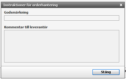 Sedan återstår att fylla i vad beställningen avser i fältet för avser. Avsluta genom att trycka på knappen OK, som är längst ner till höger i rutan.