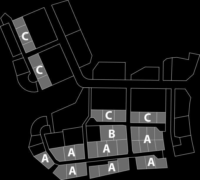 EGNAHEMSTYPER Enligt stadsplanen regleras byggandet av huvudbyggnaden på egnahemstomterna (BE och BET) enligt följande tre grundtyper; A, B, C.