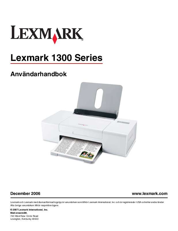 etc). Detaljerade användarinstruktioner finns i bruksanvisningen Instruktionsbok LEXMARK Z1380 Manual LEXMARK Z1380 Bruksanvisning