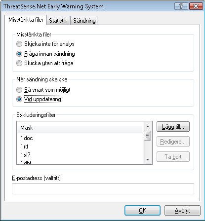 Inställningarna för ThreatSense.Net finns tillgängliga från trädet för avancerade inställningar under Verktyg > ThreatSense.Net. Markera kryssrutan Aktivera ThreatSense.Net Early Warning System.