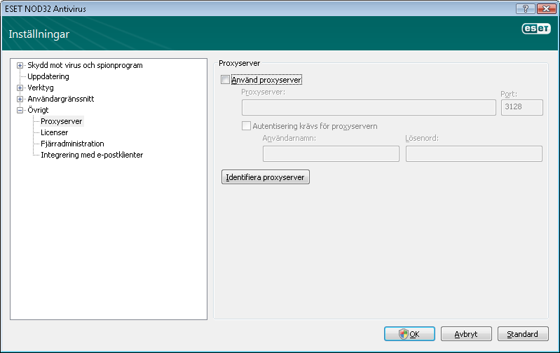 5. Avancerade användare I det här kapitlet beskrivs funktioner i ESET NOD32 Antivirus som kan vara användbara för mer avancerade användare.