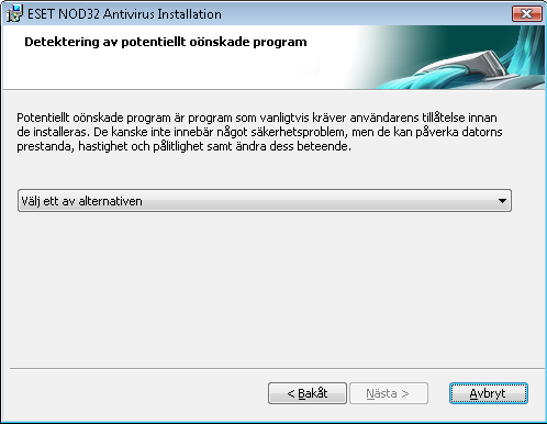 2. Installation Efter köpet kan installationsprogrammet för ESET NOD32 Antivirus hämtas som ett.msi-paket från ESET:s webbplats.