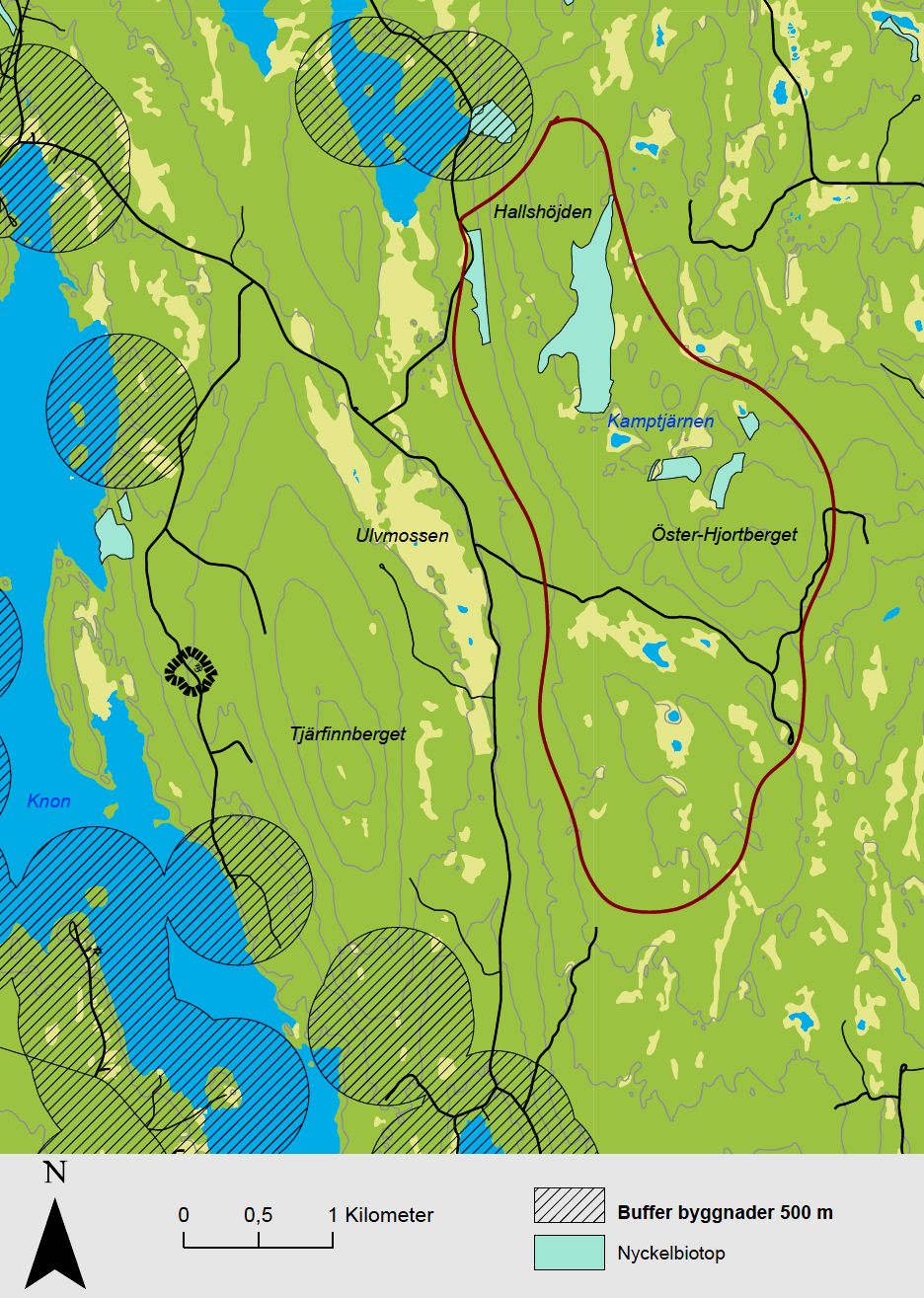 10.2 Område 2: Hallshöjden - Hjortberg Figur 13Karta över Hallshöjden - Hjortberg Lokalisering Området omfattar delar av höjderna mellan sjöarna Knon och Naren.