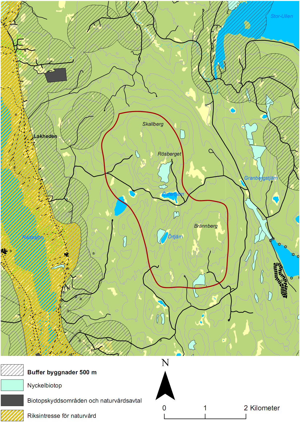 10.7 Område 7: Skallberg- Rösberget Figur 19 Karta Skallberget-Rösberget öst Rådasjön Lokalisering Området ligger öster om väg 240 mellan Lakheden och Haftersbol.