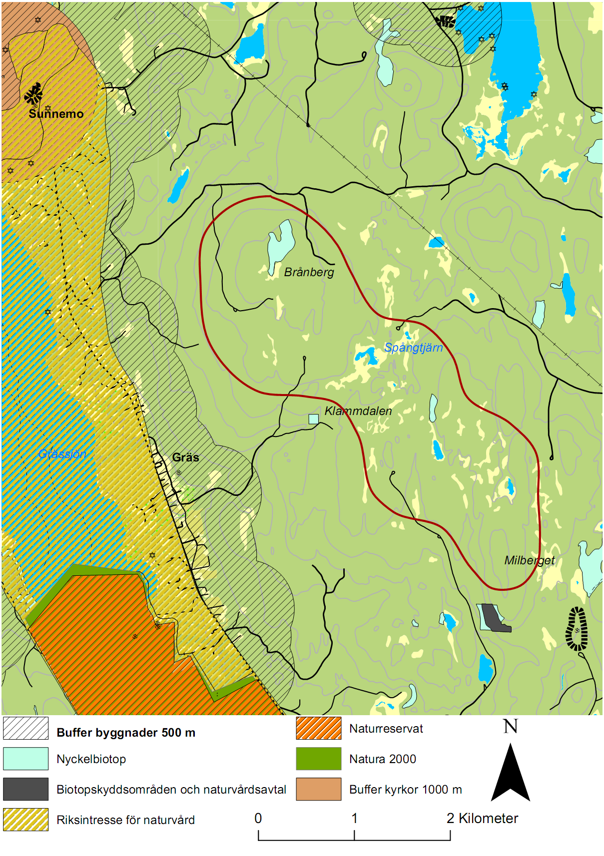 10.10 Område 10: Brånberg Milberget V Gräs Lokalisering Området ligger på höjderna öster om Grässjön på mellan 300 350 m.ö.h. Höjdsträckningen har en sydostlig riktning parallellt med Grässjön.