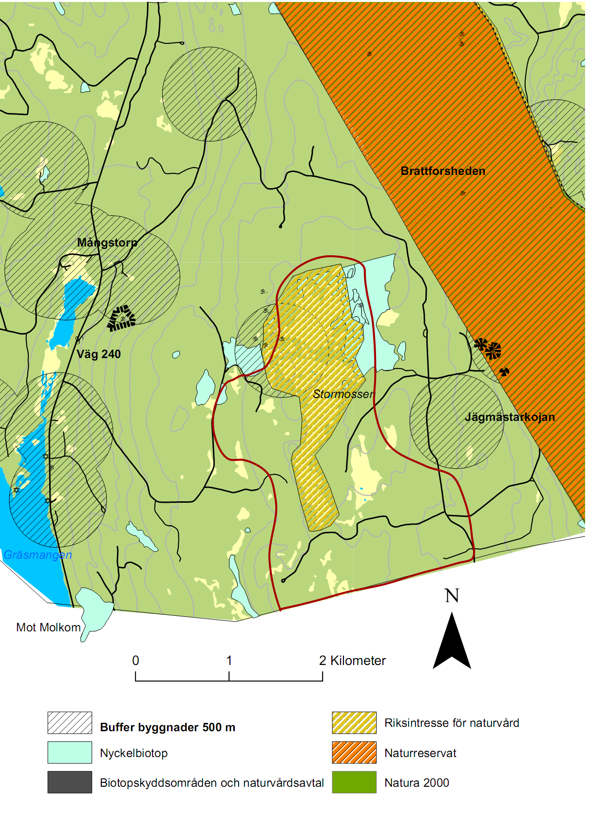 10.11 Område 11: Stormossen Ost Gräsmangen Lokalisering Området är lokaliserat på berget mellan Gräsmangen och Brattforsheden.