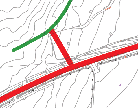En GC-väg föreslås anläggas parallell med väg 77 på dess norra sida.