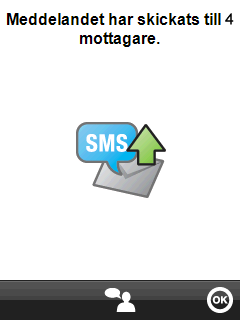 2.8 Grupp-SMS Genom att välja Grupp-SMS i SMS-menyn kan man skicka ett SMS till flera personer samtidigt. Lägg till mottagare genom att trycka på Ny-knappen.