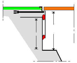 Anslutning till fristående, nedsänkt vägg (ex. frysrumsenhet) Utförs lika anslutning till icke bärande vägg.