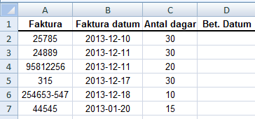 Uppgift 3.5a Skapa nedanstående lista.