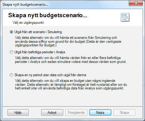 Att budgetera Budget är en tilläggsmodul till Analys och Simulering. För att skapa en budget väljer du alternativet Budget i navigeringslistan till vänster i programmet. Steg 1.