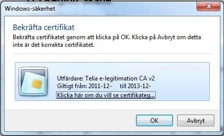 Hämta nytt certifikat Denna instruktion ska du följa om du har nya certifikat att hämta till ditt RS-kort.