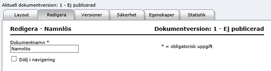 Arbeta i Webtool Webtool-fönstret är uppbyggt av två delar. Till vänster finns navigeringsträdet där man hittar alla sidor inom sajten. Den kan liknas vid Windows Utforskaren eller en sajtkarta.