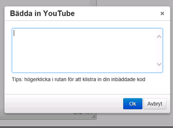 Bädda in film från YouTube För att visa filmer på din webbplats använder du inbäddningsfunktionen från YouTube. Du kan alltså inte ladda upp filmer direkt i Webtool. 1. 2. 3.