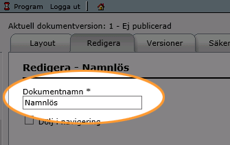 Skapa ny sida 1. Klicka en gång på ikonen för din förenings startsida i navigeringsträdet så att den blir markerad och ikonen för Skapa ny sida tänds. 2. Klicka på Skapa ny sida 3.