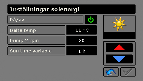 Solenergi Värmen från solens strålar överförs i solpanelerna och leds sedan ner i tanken via ett slutet cirkulerande system.