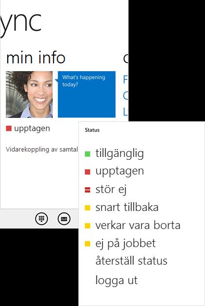 Använd Lync 2013-appen för att hålla kontakten med dina kollegor Om din organisation använder Lync kan du använda Lync 2013-appen på din Windows Phone för att kommunicera med dina kollegor på olika