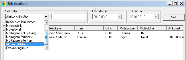Besöksfunktioner Avancerad besöksfunktion 1) Mottagaren kan föranmäla besök 2)
